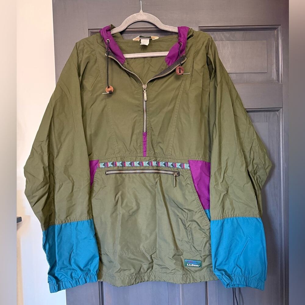 L.L. Bean Vintage Men's Anorak Windbreaker Jacket Half Zip Pullover Size Large
